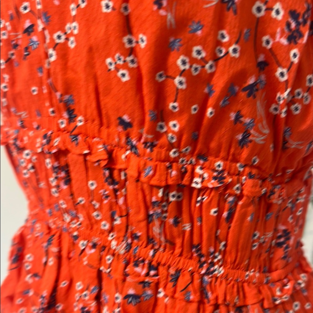 Line & Dot Orange Ruched Wrap Mini Dress - Picture 3 of 8